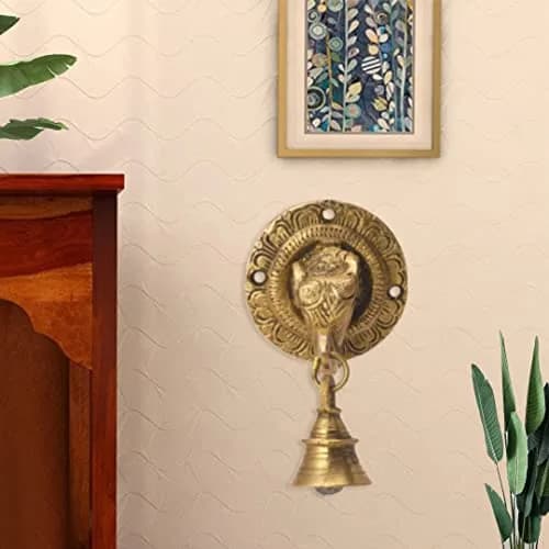 The Advitya Brass Elephant Doorbell - Antique Finish Ganesh Ghanti - Pack of 2 (8.4 cm) thumbnail 2