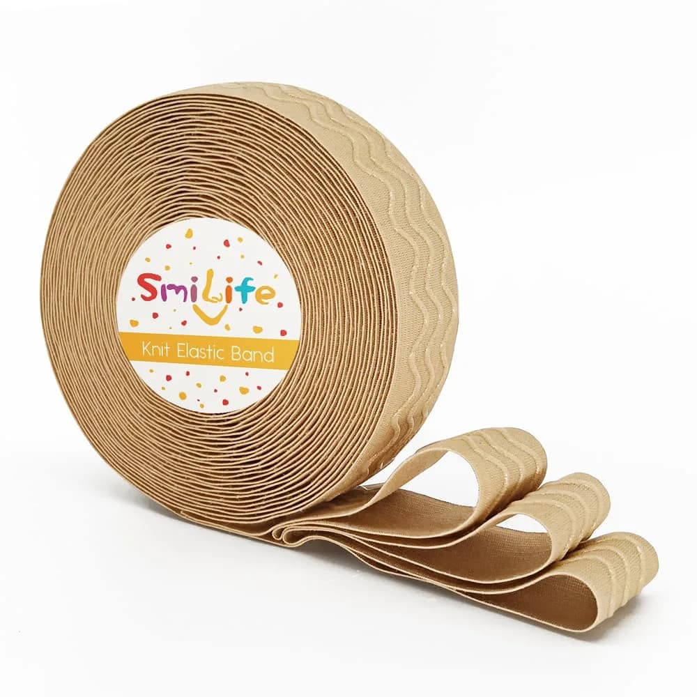 SmiLife Silicone Gripper Elastic for Clothing, Beige, 2.54 cm x 10.97 m | Stays Tucked, Washable, Sew or Glue — Beige