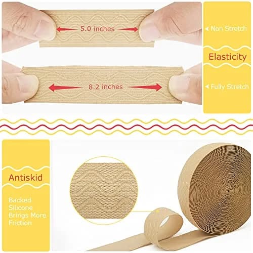 SmiLife Silicone Gripper Elastic for Clothing, Beige, 2.54 cm x 10.97 m | Stays Tucked, Washable, Sew or Glue thumbnail 4
