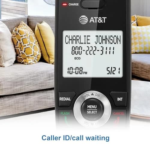 AT&T DECT 6.0 Cordless Phone with Call Block | Marble Finish, 2" Backlit Display, Full-Duplex Speakerphone thumbnail 4