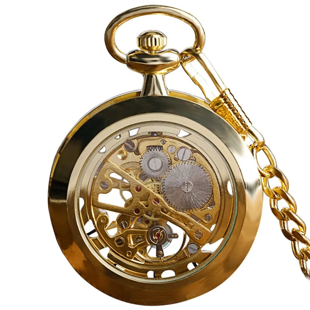 VIGOROSO Men’s Skeleton Pocket Watch with Chain | Hand Wind Mechanical Watch for Men, Gift thumbnail 8