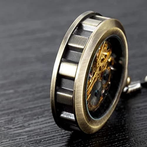 VIGOROSO Pocket Watch for Men with Chain Skeleton 1.75in | Hand Wind Mechanical Watch thumbnail 6