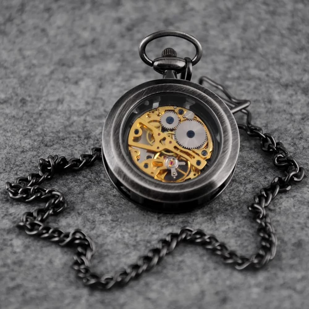 VIGOROSO Vintage Pocket Watch with Chain Mechanical Pocket Watches for Men thumbnail 5