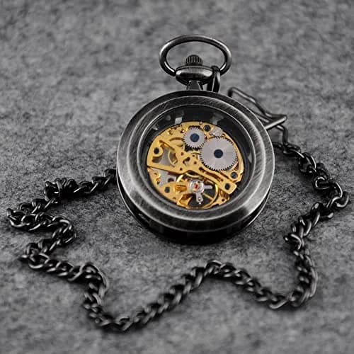VIGOROSO Vintage Pocket Watch with Chain Mechanical Pocket Watches for Men thumbnail 5