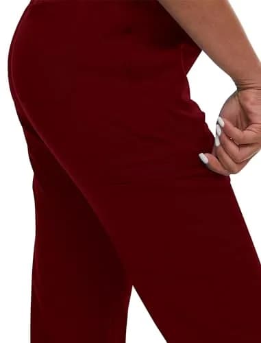 niaahinn Scrub for Women Scrubs Top with Classic V-Neck & Yoga Jogger Pants Medical Nursing Uniform Set (Burgundy, L) thumbnail 5