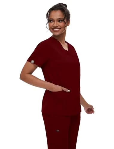 niaahinn Scrub for Women Scrubs Top with Classic V-Neck & Yoga Jogger Pants Medical Nursing Uniform Set (Burgundy, L) thumbnail 2