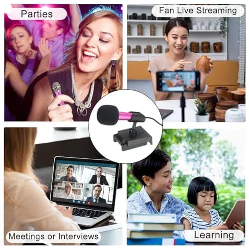 PATIKIL Mini Microphone Portable Vocal Microphone Blue for Voice Recording and Singing with Earphone, Mic Stand and Cover Pack of 1 | Omnidirectional, 3.5mm Jack thumbnail 5