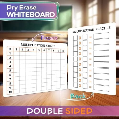 Scribbledo Multiplication Chart Dry Erase Boards 9x12 Inch (22.86cm x 30.48cm), 2 Pack | Reusable Math Practice Lapboards for Grades 3-5 thumbnail 2