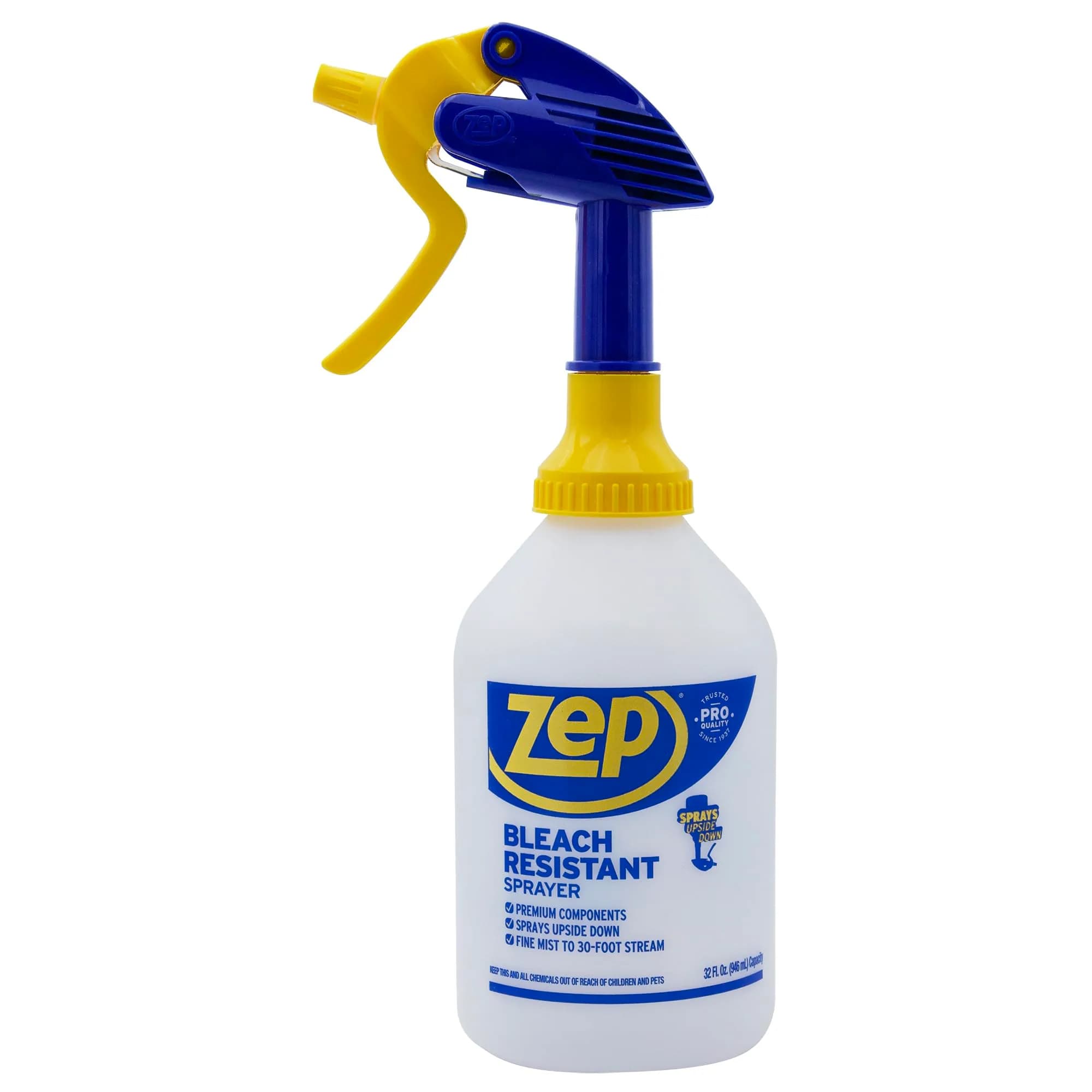 Zep Bleach Resistant Sprayer 32oz | Adjustable Nozzle, 30ft Stream, Commercial & Residential Use - main product image