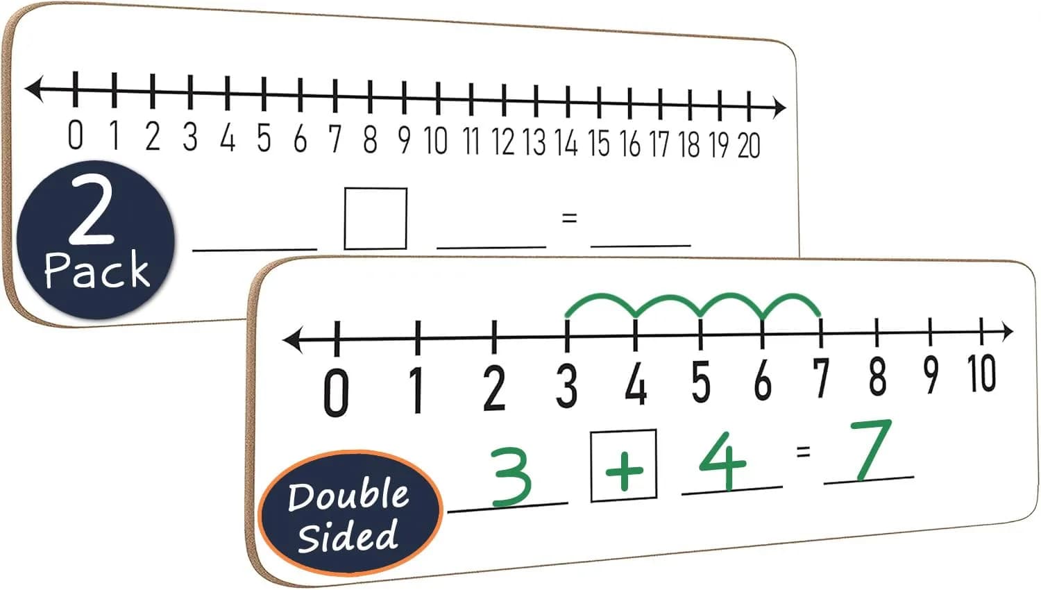 Scribbledo Dry Erase Number Line Board 12x4 Inches (30.5x10.2 cm) 2 Pack | Math Practice for Grades 1-3 - main product image