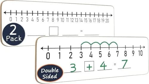 Scribbledo Dry Erase Number Line Board 12x4 Inches (30.5x10.2 cm) 2 Pack | Math Practice for Grades 1-3 thumbnail 1