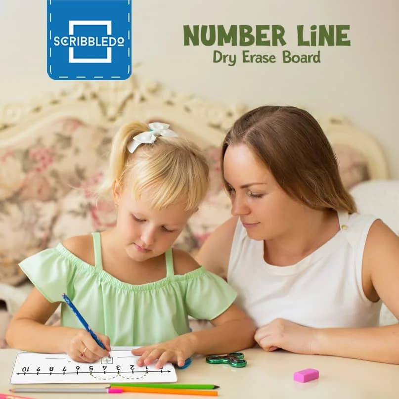Scribbledo Dry Erase Number Line Board 12x4 Inches (30.5x10.2 cm) 2 Pack | Math Practice for Grades 1-3 - view 2