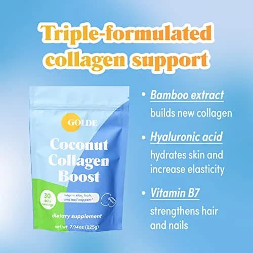 GOLDE Collagen Boost Vegan Creamer Vanilla Cream | Plant-Based Collagen Support for Hair, Skin & Nails (70-120 chars) thumbnail 3
