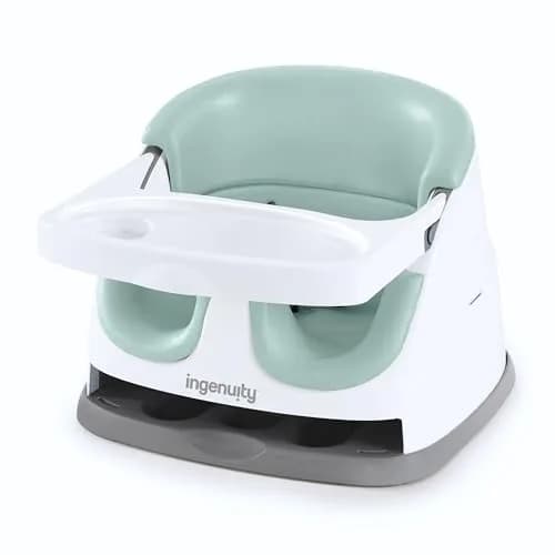 Ingenuity Baby Base 2-in-1 Booster Feeding and Floor Seat with Self-Storing Tray - Mist | 43.8cm x 29.9cm x 38.7cm thumbnail 1