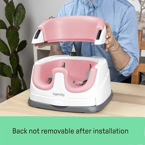 Ingenuity Baby Base 2-in-1 Booster Feeding and Floor Seat with Self-Storing Tray - Peony | 36 cm (14.2 in) Wide thumbnail 4