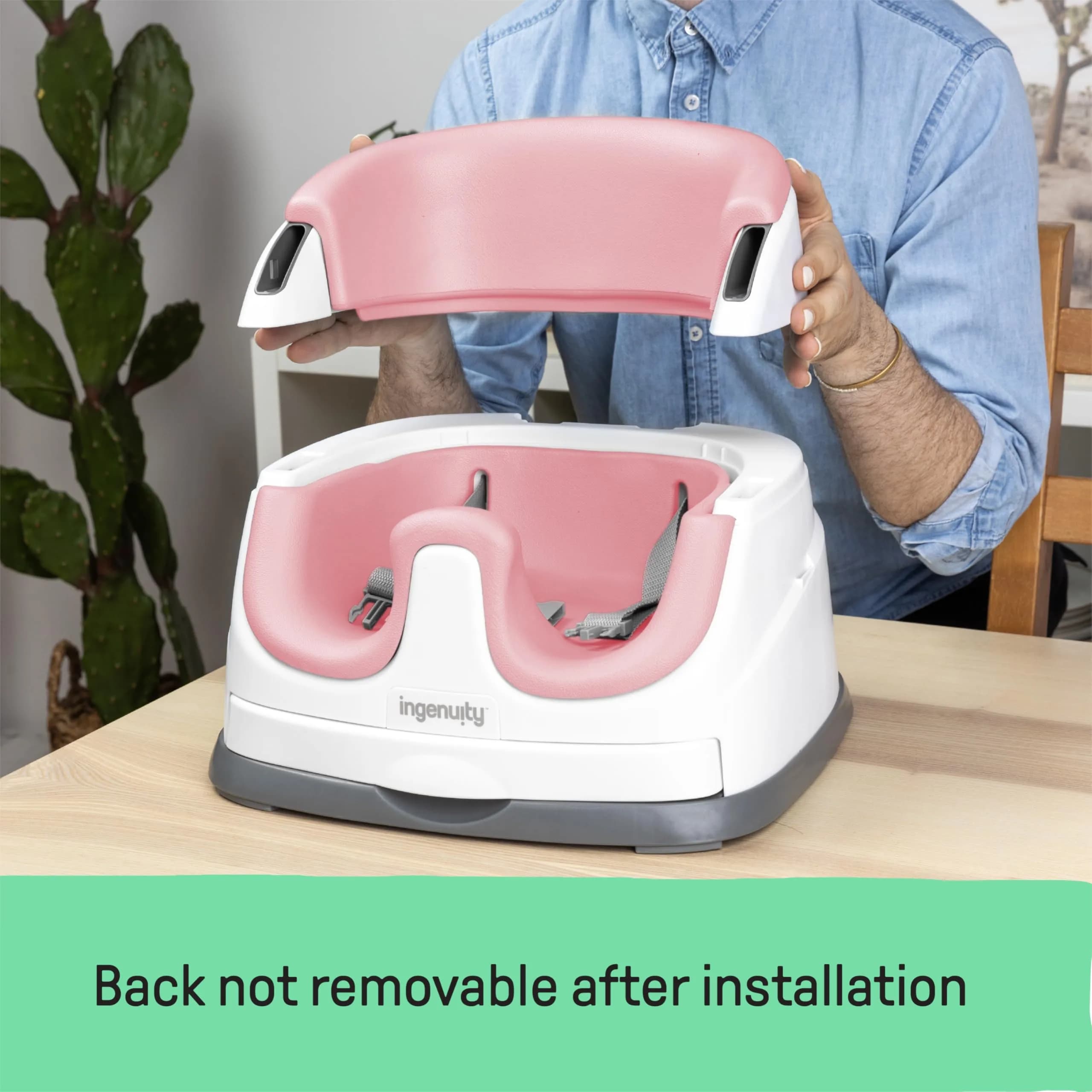 Ingenuity Baby Base 2-in-1 Booster Feeding and Floor Seat with Self-Storing Tray - Peony | 36 cm (14.2 in) Wide - view 4