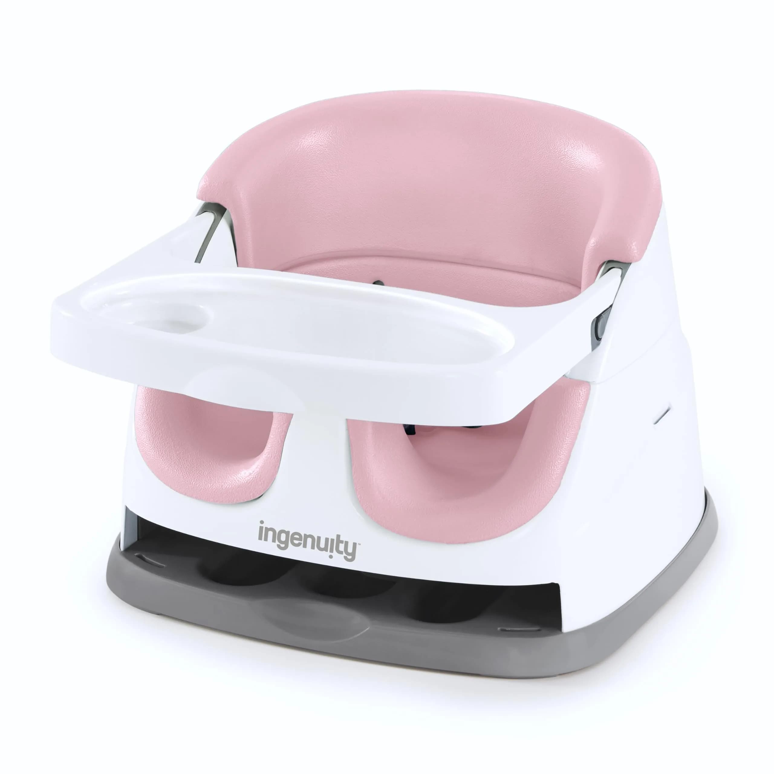 Ingenuity Baby Base 2-in-1 Booster Feeding and Floor Seat with Self-Storing Tray - Peony | 36 cm (14.2 in) Wide - main product image