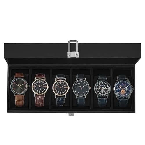 SONGMICS Watch Box 6-Slot with Large Glass Lid | Classic Jewelry & Watch Organizer thumbnail 1