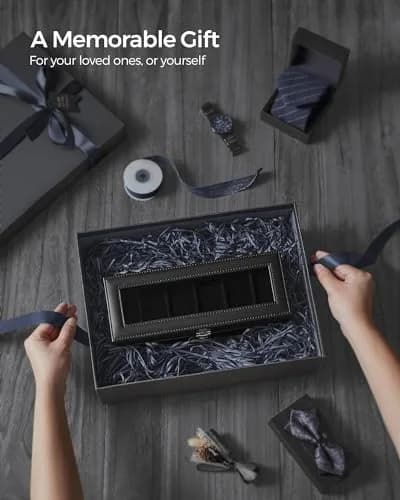 SONGMICS Watch Box 6-Slot with Large Glass Lid | Classic Jewelry & Watch Organizer thumbnail 7