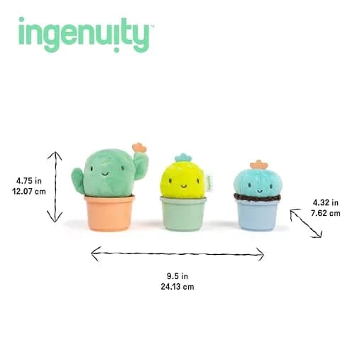 Ingenuity Calm Springs Nesting Rattles for Baby 3 Months & Up, Stackable Toys, BPA-Free Multi-Texture Rattle Set of 3, Unisex thumbnail 6