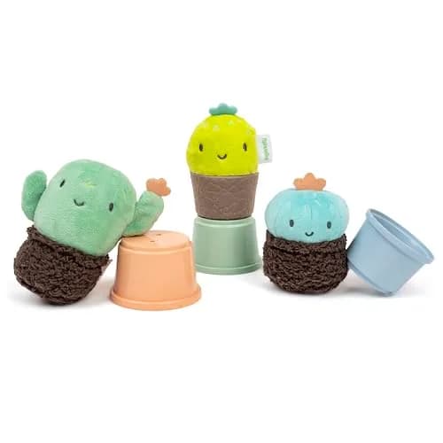 Ingenuity Calm Springs Nesting Rattles for Baby 3 Months & Up, Stackable Toys, BPA-Free Multi-Texture Rattle Set of 3, Unisex thumbnail 2