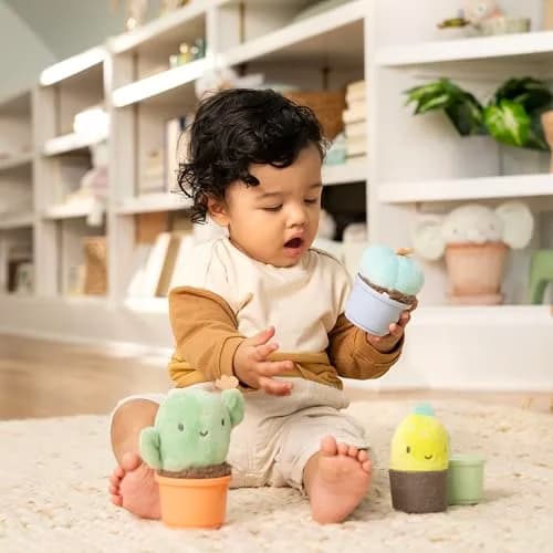 Ingenuity Calm Springs Nesting Rattles for Baby 3 Months & Up, Stackable Toys, BPA-Free Multi-Texture Rattle Set of 3, Unisex thumbnail 4