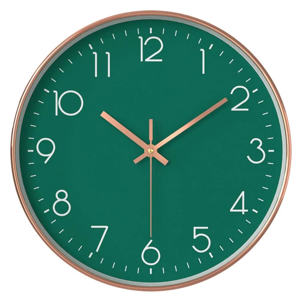 YTAONS 12 in Wall Clock Non-Ticking Quartz Silent Battery Operated Round Clocks (Green) | Modern Living Room Decor — Green