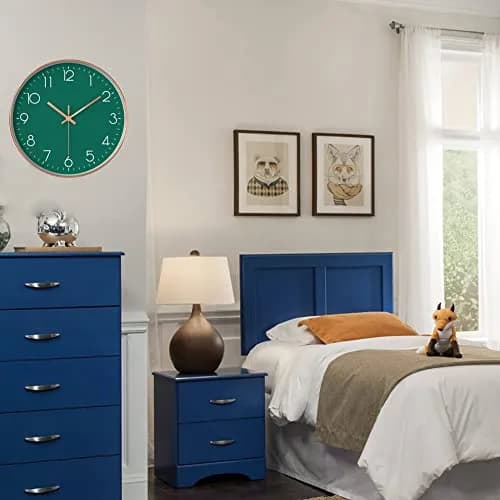 YTAONS 12 in Wall Clock Non-Ticking Quartz Silent Battery Operated Round Clocks (Green) | Modern Living Room Decor thumbnail 6