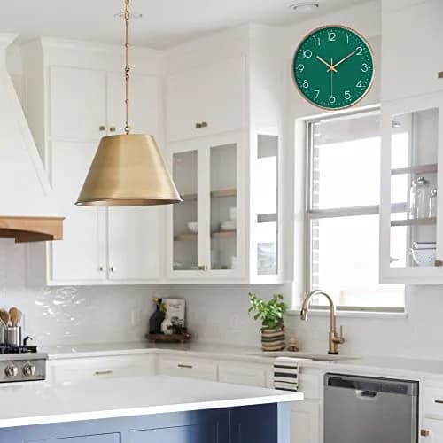 YTAONS 12 in Wall Clock Non-Ticking Quartz Silent Battery Operated Round Clocks (Green) | Modern Living Room Decor thumbnail 7