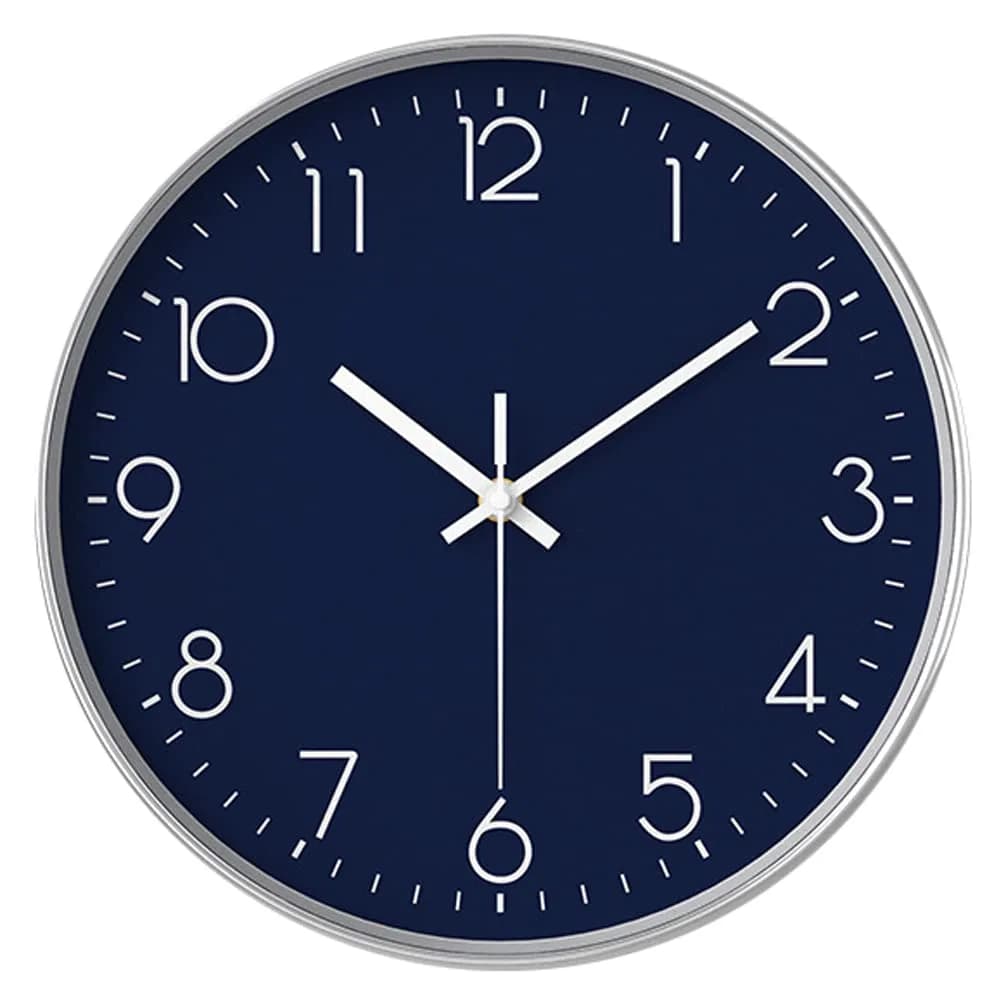 YTAONS 12-inch Silent Non-Ticking Wall Clock with Arabic Numerals | Modern Navy Blue Decor — Navy Blue