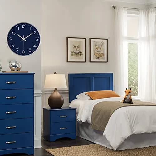 YTAONS 12-inch Silent Non-Ticking Wall Clock with Arabic Numerals | Modern Navy Blue Decor thumbnail 7
