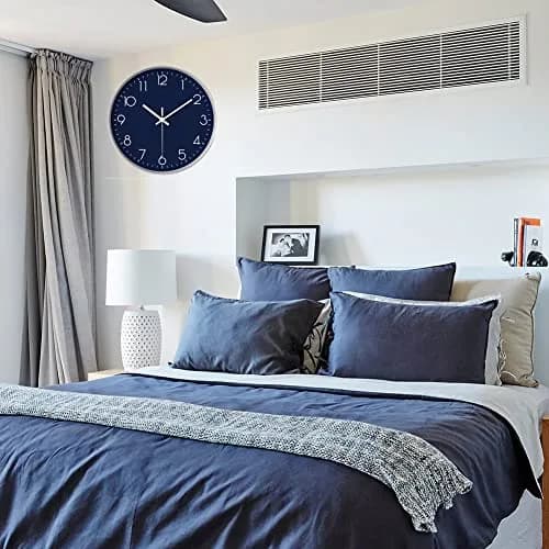 YTAONS 12-inch Silent Non-Ticking Wall Clock with Arabic Numerals | Modern Navy Blue Decor thumbnail 5