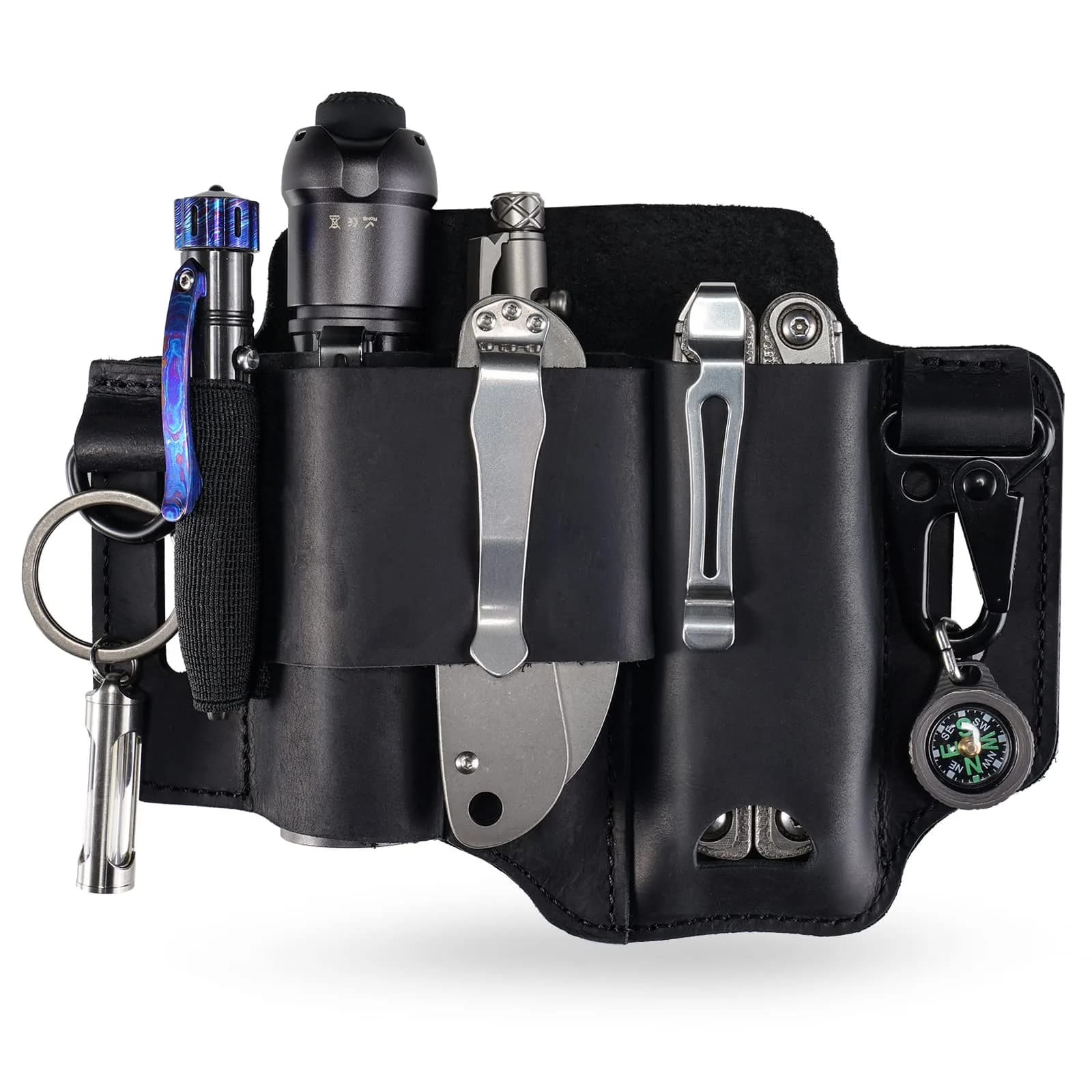 Sayram ST1 Leather Multitool Sheath, EDC Belt Organizer with Clip Black | Handcrafted Leather, Fits Most Multitools & Belts