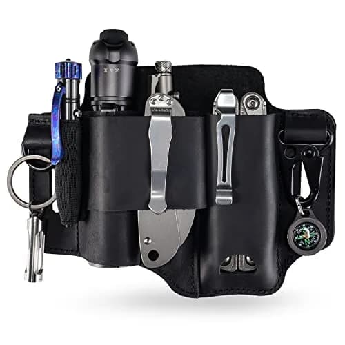 Sayram ST1 Leather Multitool Sheath, EDC Belt Organizer with Clip Black | Handcrafted Leather, Fits Most Multitools & Belts thumbnail 1