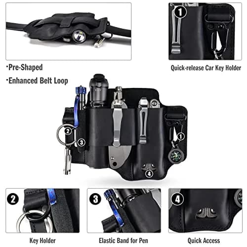 Sayram ST1 Leather Multitool Sheath, EDC Belt Organizer with Clip Black | Handcrafted Leather, Fits Most Multitools & Belts thumbnail 4