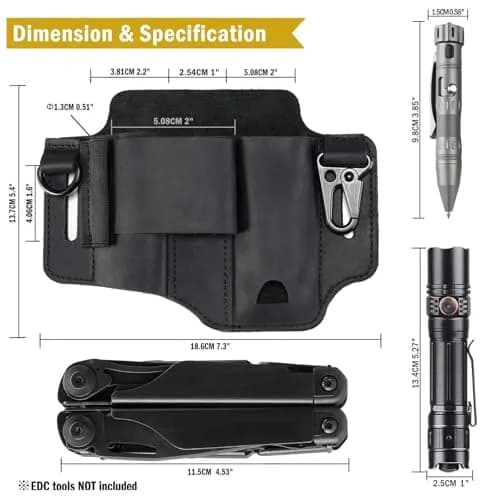 Sayram ST1 Leather Multitool Sheath, EDC Belt Organizer with Clip Black | Handcrafted Leather, Fits Most Multitools & Belts thumbnail 5
