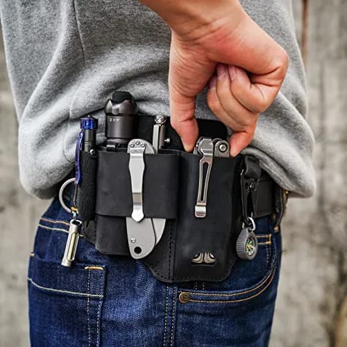 Sayram ST1 Leather Multitool Sheath, EDC Belt Organizer with Clip Black | Handcrafted Leather, Fits Most Multitools & Belts thumbnail 2