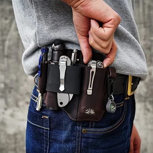Sayram ST1 Leather Multitool Sheath with Clip, 100g (3.5oz) | EDC Belt Organizer for Leatherman Tools, Pen, Keychain thumbnail 2