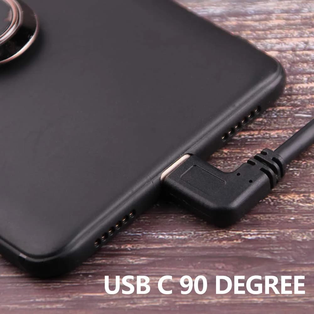 Oxsubor USB C 90 Degree Right Angle Cable Extension USB 3.0 Type c Cable Left Angle Male (25cm / 9.8in, Black, 2-Pack) - view 5