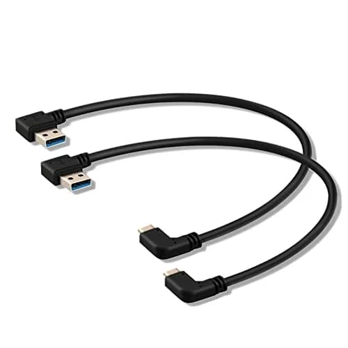 Oxsubor USB C 90 Degree Right Angle Cable Extension USB 3.0 Type c Cable Left Angle Male (25cm / 9.8in, Black, 2-Pack) thumbnail 1