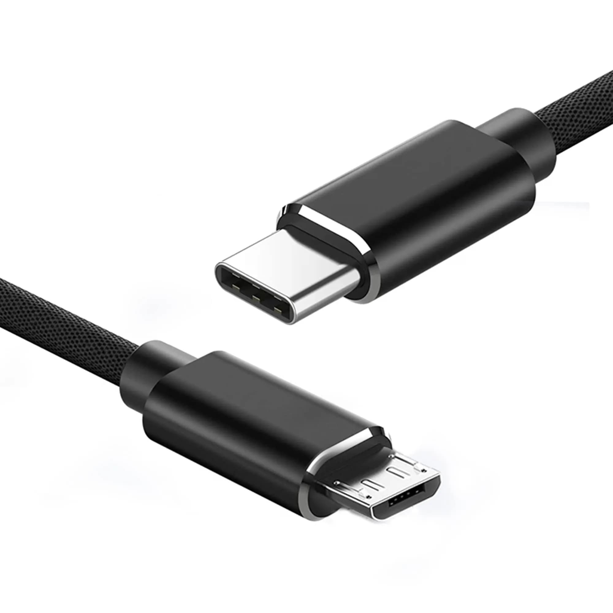 Muuqi Micro USB to USB-C Cable 1m (3.3ft) Black | USB 2.0 Type C to Micro B 5 Pin Charging Cord - main product image
