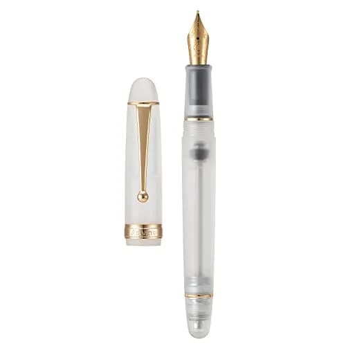 Asvine V126 Vacuum Filling Fountain Pen Medium Nib, Frosted Clear Acrylic, 14.8cm (5.8in) | Smooth Writing Instrument thumbnail 1