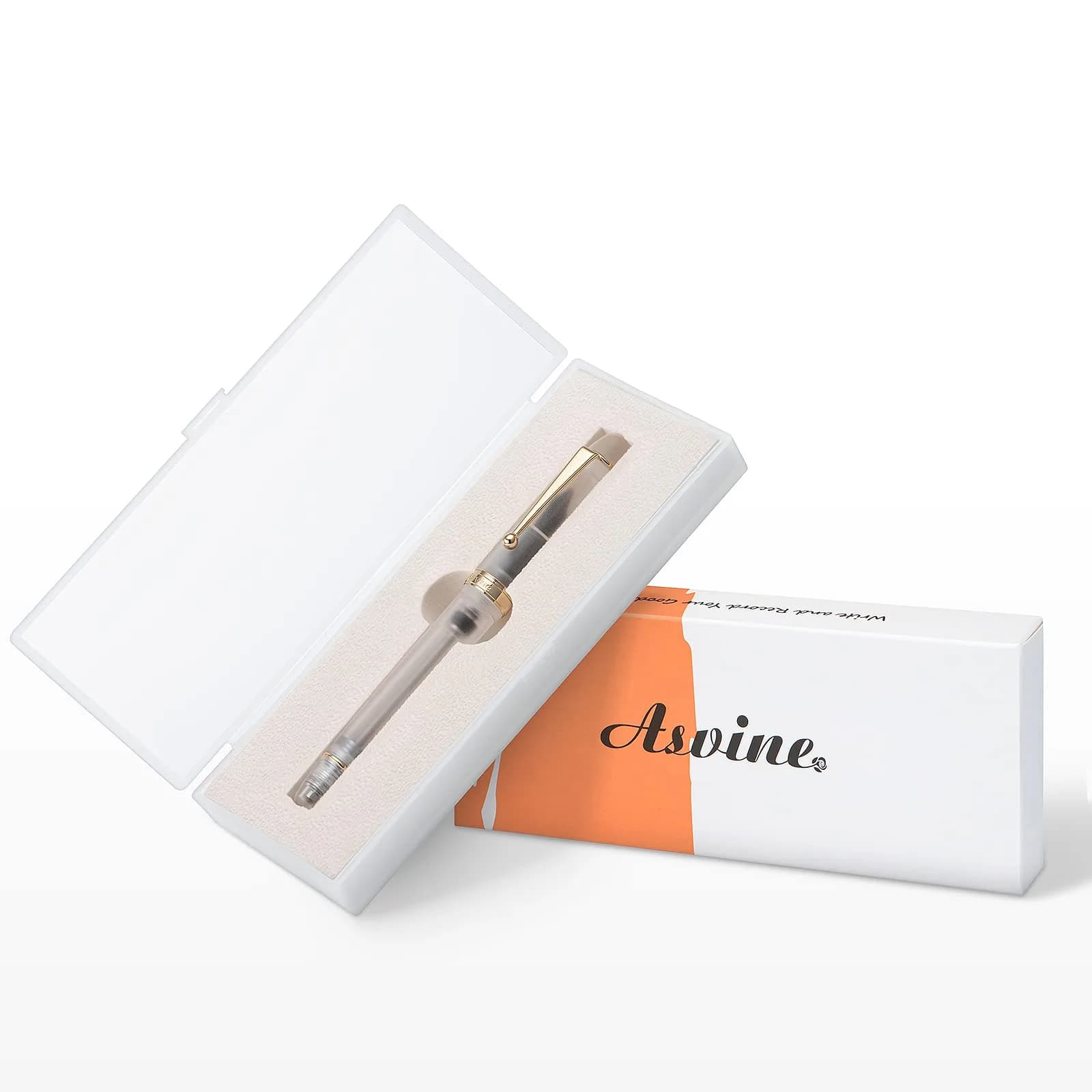 Asvine V126 Vacuum Filling Fountain Pen Medium Nib, Frosted Clear Acrylic, 14.8cm (5.8in) | Smooth Writing Instrument - view 5