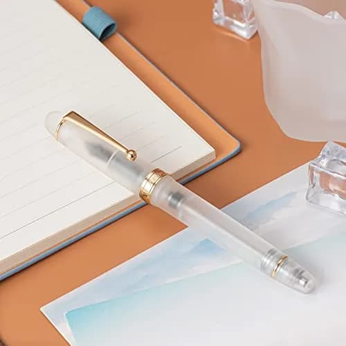 Asvine V126 Vacuum Filling Fountain Pen Medium Nib, Frosted Clear Acrylic, 14.8cm (5.8in) | Smooth Writing Instrument thumbnail 7