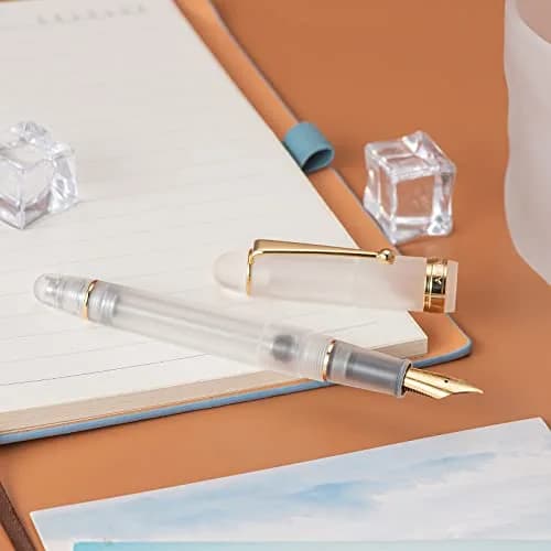 Asvine V126 Vacuum Filling Fountain Pen Medium Nib, Frosted Clear Acrylic, 14.8cm (5.8in) | Smooth Writing Instrument thumbnail 8