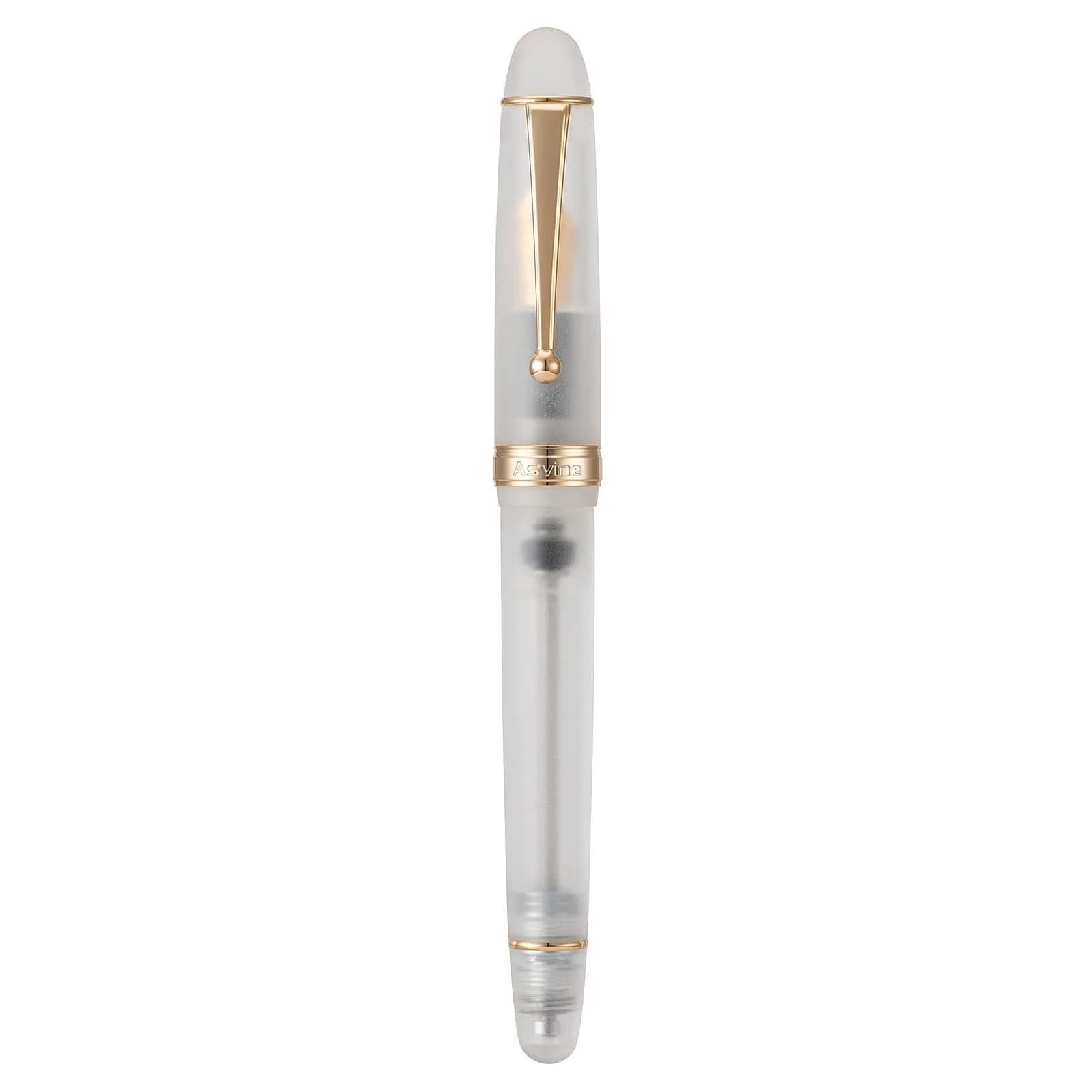 Asvine V126 Vacuum Filling Fountain Pen Medium Nib, Frosted Clear Acrylic, 14.8cm (5.8in) | Smooth Writing Instrument - view 3