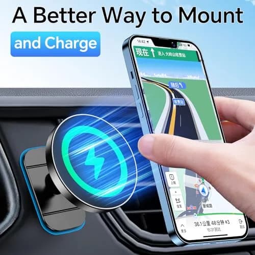Coolpow Magsafe Car Mount Charger 15W | Magnetic Wireless Car Charger for iPhone thumbnail 4