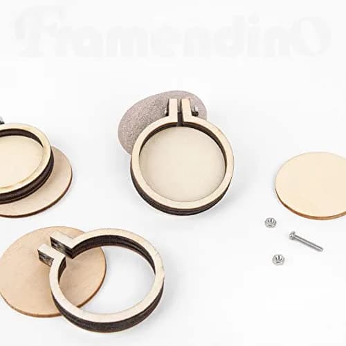 Framendino Mini Embroidery Hoop Wood Ring 4.8 cm (1.9"x1.6") | DIY Pendant Frame Craft Set of 10 thumbnail 4