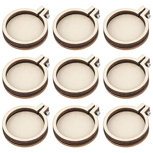 Framendino Mini Embroidery Hoop Wood Ring 4.8 cm (1.9"x1.6") | DIY Pendant Frame Craft Set of 10 thumbnail 1