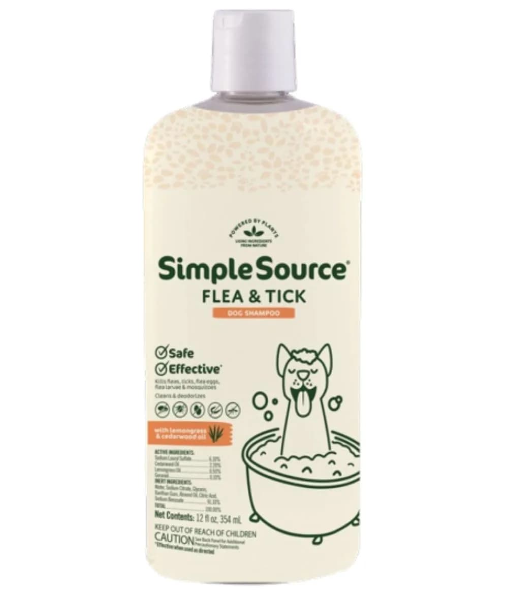 SimpleSource Flea & Tick Shampoo for Dogs 12oz | Plant-Powered Flea & Tick Control